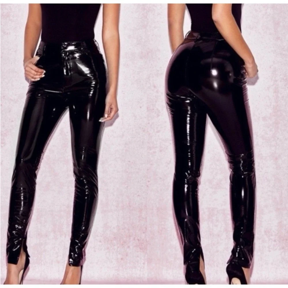 HOUSE OF CB Haridan Black Pleather High Waisted Leggings Pants Small